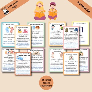 cartes duas enfant en français, duas islamique, apprendre les invocations, flashcards, invocations quotidiennes, cartes éducatives islam