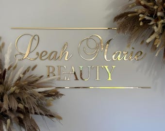 Custom Mirror Acrylic Name Sign| Personalized Mirror Wedding Sign| Acrylic Welcome Sign| Laser Cut Logo| Wall Mirror Decor| Gold Mirror Sign