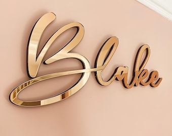 Gold Mirror Acrylic Sign| Custom Mirror Wedding Sign| Laser Cut Name Sign| Acrylic Wall Decor| Personalized Name Sign| Mirror Welcome Sign