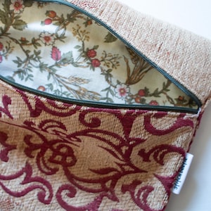 Project Bag for Cross Stitch with Vintage Red Fabric, Cross Stitch Bags, Upcycled Project Bag