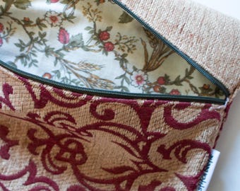Project Bag for Cross Stitch with Vintage Red Fabric, Cross Stitch Bags, Upcycled Project Bag
