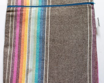 Bolsa para proyectos de punto de cruz con estampado de rayas vintage, bolsas para punto de cruz, bolsa para proyectos reciclada