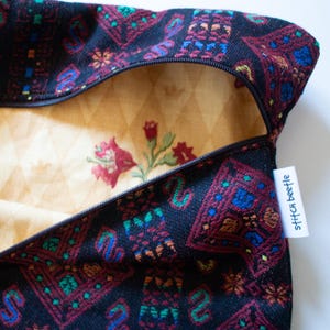 Project Bag for Cross Stitch with Vintage Tapestry Fabric, Cross Stitch Bags, Upcycled Project Bag