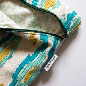 Project Bag for Cross Stitch with Vintage Geometric Print, Cross Stitch Bags, Upcycled Project Bag
