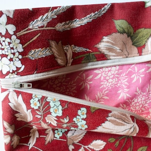 Project Bag for Cross Stitch with Vintage Floral Print, Cross Stitch Bags, Upcycled Project Bag