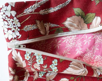 Bolsa para proyectos de punto de cruz con estampado floral vintage, bolsas para punto de cruz, bolsa para proyectos reciclada