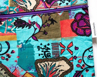 Bolsa para proyectos de punto de cruz con estampado tropical, bolsas para punto de cruz, bolsa para proyectos reciclada