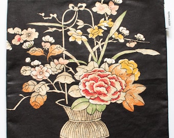 Bolsa para proyectos de punto de cruz con estampado floral vintage, bolsas para punto de cruz, bolsa para proyectos reciclada