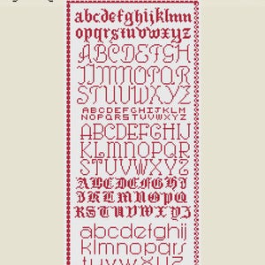 The Red Alphabet Sampler, Cross Stitch Patterns, Counted Cross Stitch, Cross Stitch Pattern Downloads