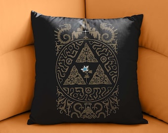 Poszewka na poduszkę "Legenda Zeldy: Mistyczna", Ezoteryczna dekoracja, Magiczny symbol, Starożytne symbole, Fantastyczna dekoracja wnętrz, Symboliczna poduszka, Magiczna poszewka na poduszkę