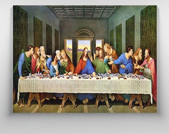 Last Supper Canvas, Leonardo Da Vinci Art, Jesus Wall Decor, Religious Painting, Christian Home Decor, Biblical Artwork, Classic Art Print