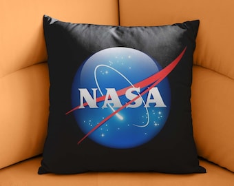 NASA Pillow Cover, Space Decor, Astronaut Cushion, Galaxy Throw Pillow, Outer Space Lover Gift, Science Geek Decor, Nasa Themed Room Accent