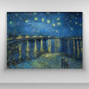 Van Gogh Starry Night Over the Rhone, Impressionist Wall Art, Famous Painting Canvas, Classic Art Print, Museum Quality Home Decor