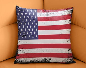 American Flag Pillow Cover: Rustic Patriotic Decor, 4th of July