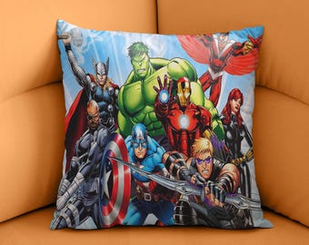 Superhero Pillow Cover: Captain America, Iron Man, Hulk, Thor