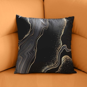 Black Gold Marble Pillow, Elegant Cushion, Luxury Home Decor, Glamorous Design, Modern Aesthetic, Statement Piece, Stylish Accent, Gift Idea