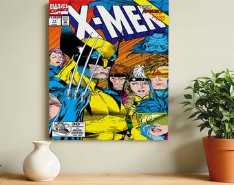 X-Men, Comics Cartoon Cover Canvas, Wolverine, Superhero Wall Art, Comic Book Decor, Poster, Geek Gift, Mutant Team, Canvas Print