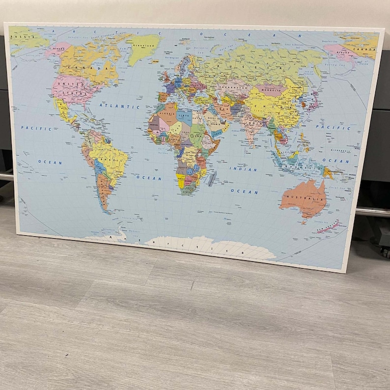World Map Canvas, Large Wall Map Print, Educational Map Poster,Travel Decor, Geographical Art, Classroom, Office Decor, Adventure Gift image 4