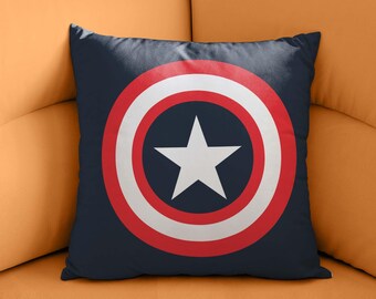 Captain America Shield Pillow Cover, Captain America, America Flag Cushion Case, Kids Room Decor, Nursery Gift Cushion Cover, Pillow Cover