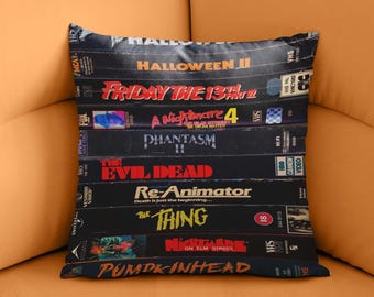 Federa per cuscino ispirata a film horror retrò: decorazioni ispirate a film cult degli anni '80