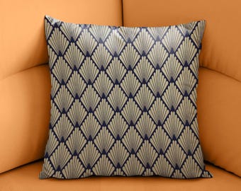 Art Deco Pillow Cover, Elegant Modern Design, Abstract Stylish Home Decor, Luxury Decorative Pillow, Minimalist Design, Gold and Navy