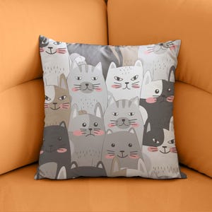 Funda de almohada de gato, linda decoración de gato, decoración del hogar kawaii, regalo para amantes de los gatos, cojín adorable, almohada decorativa, accesorios de habitación acogedores, regalo con estampado de gato