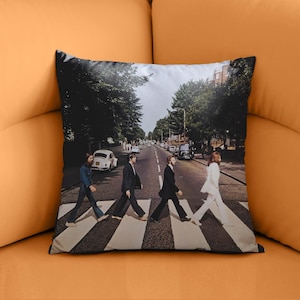 Beatles Abbey Road Pillow Cover, Music Lover Gift, Retro Cushion Case, Rock Band Decor, Classic Album Art, Unique Home Gift, Fan Memorabilia