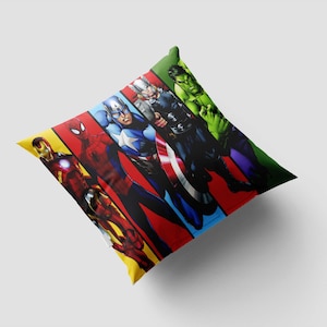 Federa per cuscino supereroe, Spiderman, Iron Man, Capitan America, Thor, Hulk, federa per cuscino con motivo a fumetti