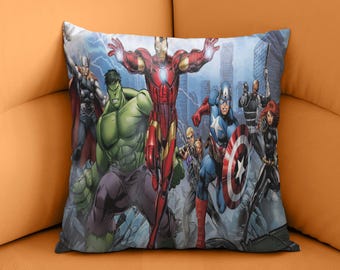 Hulk, Iron Man, Captain America, Thor, Spider-Man, kussensloop superheld, fans heroïsche kunst, team superhelden, superheldenkussen, decor comics