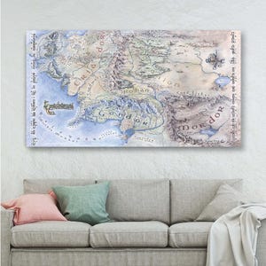 Herr der Ringe Karte, Mittelerde Karte, Fantasy Wandbild, Tolkien Kunst, Adventure Decor, Herr der Ringe Poster, Geek Geschenk, Mittelerde Karte Druck