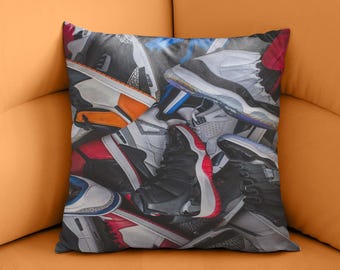 Sneaker Collage Pillow Cover: Streetwear Hypebeast Decor
