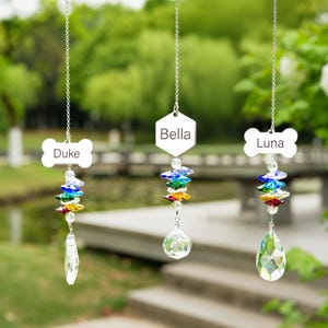 Puente arcoíris personalizado con nombre de mascota, atrapasol de cristal, regalo conmemorativo para mascotas, regalo de condolencias para mascotas, regalo por la pérdida de una mascota, marcador de tumba para mascotas, pérdida de un perro