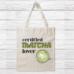 Matcha Lover Cotton Canvas Tote Bag: Eco-Friendly Reusable Shopping Bag