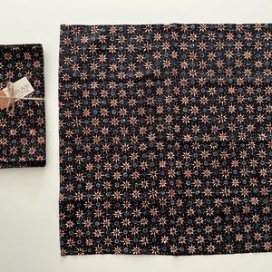 Napkins, natural dye batik cap, set of 4 Truntum motif
