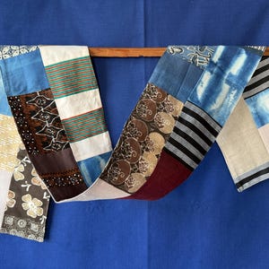 Boro Style Patchwork Schal - Batik, Shibori, Handgewebte Textilien