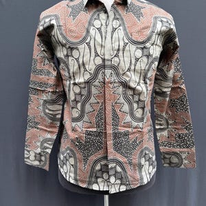 Batik Men's Long Sleeve Shirt, Trim Fit - Parang Besar Motif