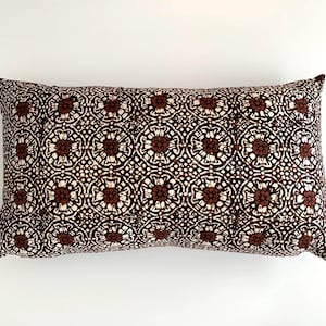 Pillow cover, batik cap hand-stamped natural dye 14&quot; x 24&quot;