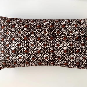 Pillow cover, batik cap hand-stamped natural dye 14&quot; x 24&quot;