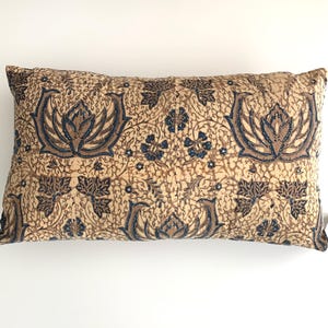 Pillow cover, batik cap hand-stamped natural dye 14&quot; x 24&quot;