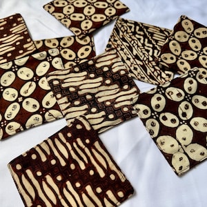 Coasters, various traditional batik patterns double sided 4.5" square set of 9