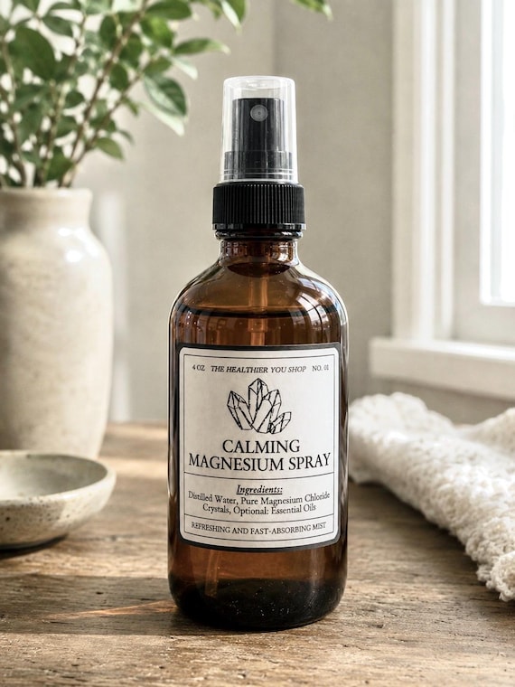 Magnesium Chloride Mineral Spray with Optional Essential Oils 4oz | Refreshing Lightweight Natural Aromatic Body Care Mist | Custom Scent