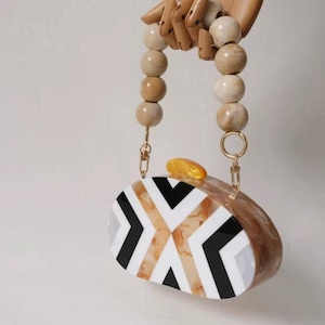 Bolsa de acrílico con asa de cuentas - Asa extraíble