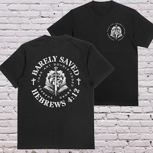 T-shirt chrétien homme et femme verset biblique Hébreux 4, 12 épée à double tranchant plus tranchante, crâne noir en coton avec croix jeunes adultes adolescents