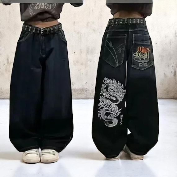 鬼フェード y2k vintage style wide denim pants MEOKIM Men's & Women's Y2K Jeans - Retro Fashion Street