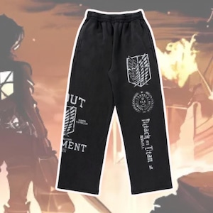 AOT Anime Inspired Sweatpants, Attack on Titans Anime Sports Gymwear, Trendy Y2k Hip Hop Jogger Trousers, Unisex Anime Fans Gift