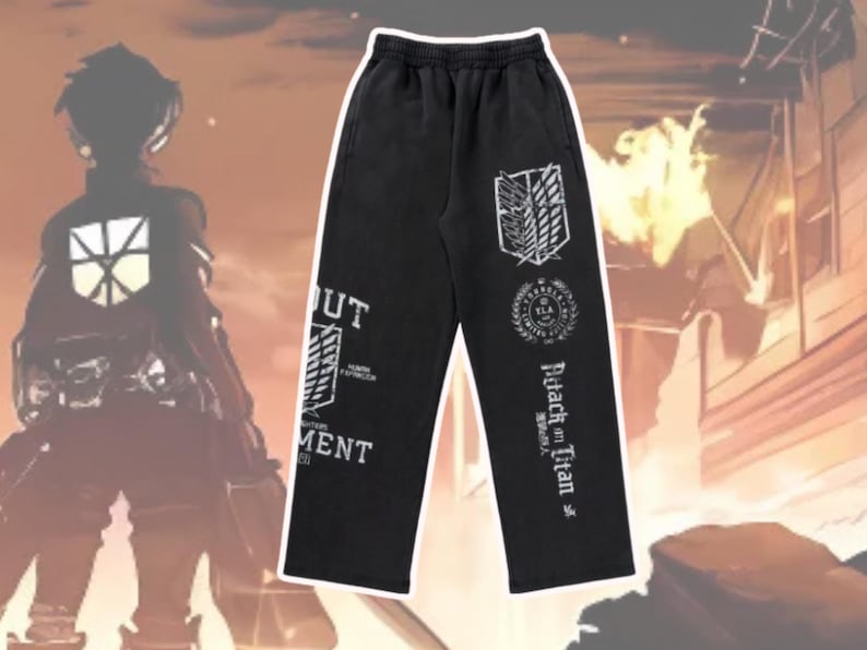 AOT Anime Inspired Sweatpants, Attack on Titans Anime Sports Gymwear, Trendy Y2k Hip Hop Jogger Trousers, Unisex Anime Fans Gift