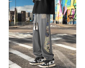 Bear Embroidered Sweatpants | Cute Kawaii Aesthetic Joggers | Y2K Retro Streetwear Pants | Oversized Baggy Loungewear | Cozychill Drawstrin