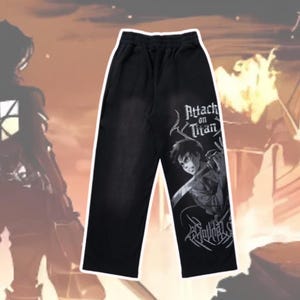 AOT Anime Inspired Sweatpants, Attack on Titans Anime Sports Gymwear, Trendy Y2k Hip Hop Jogger Trousers, Unisex Anime Fans Gift