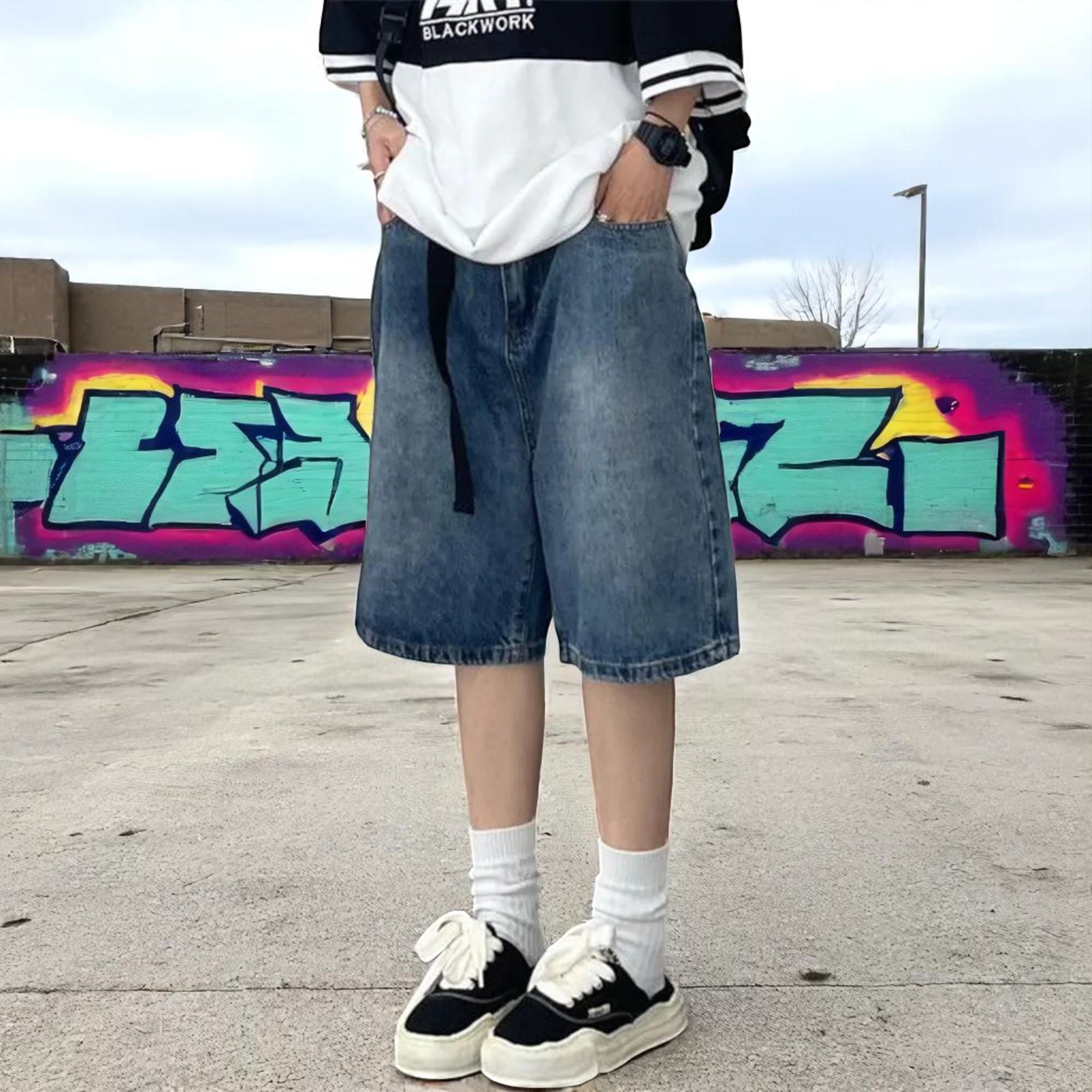 パンツ wide denim shorts M Alyweatry Y2k Loose Denim Bermuda Shorts for Women Low Rise