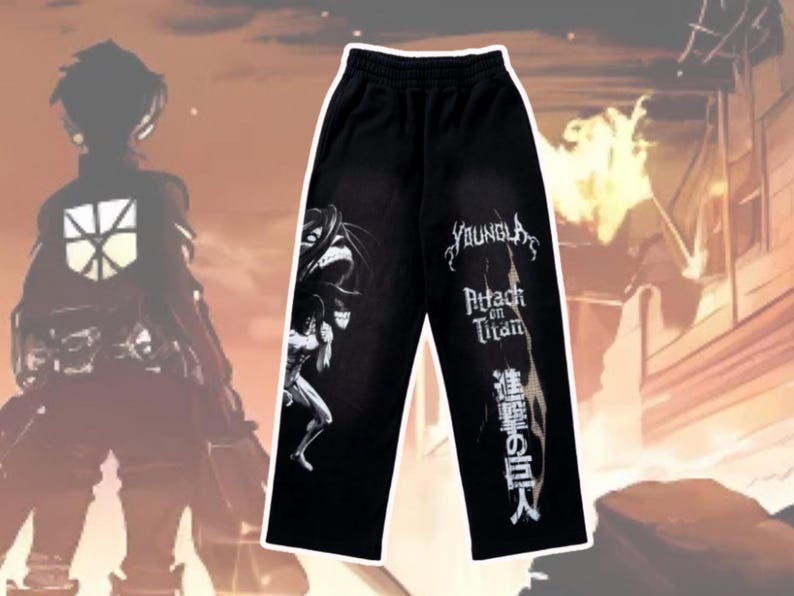 AOT Anime Inspired Sweatpants, Attack on Titans Anime Sports Gymwear, Trendy Y2k Hip Hop Jogger Trousers, Unisex Anime Fans Gift